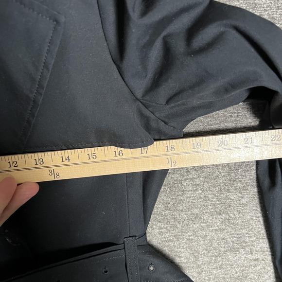 J Crew Coat Womens 8 Black Belted Hooded Trench‎ Double Breasted Classic - Picture 5 of 8